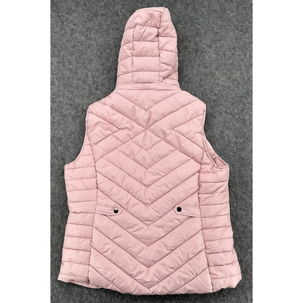 S‎ Women's Ashley by 26 International Zipper Puff Vest - Pink- Hooded